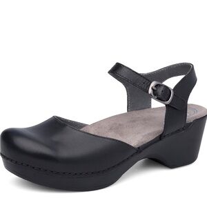 Dansko 41 10.5 11 Sam Black Leather Mary Jane Clogs sandals shoes ankle straps